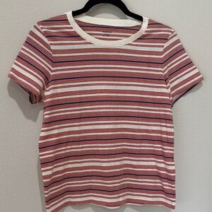 Madewell Red, Blue & Cream Striped Short-Sleeve Tee